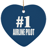 Number One #1 Airline Pilot - Heart Ornament