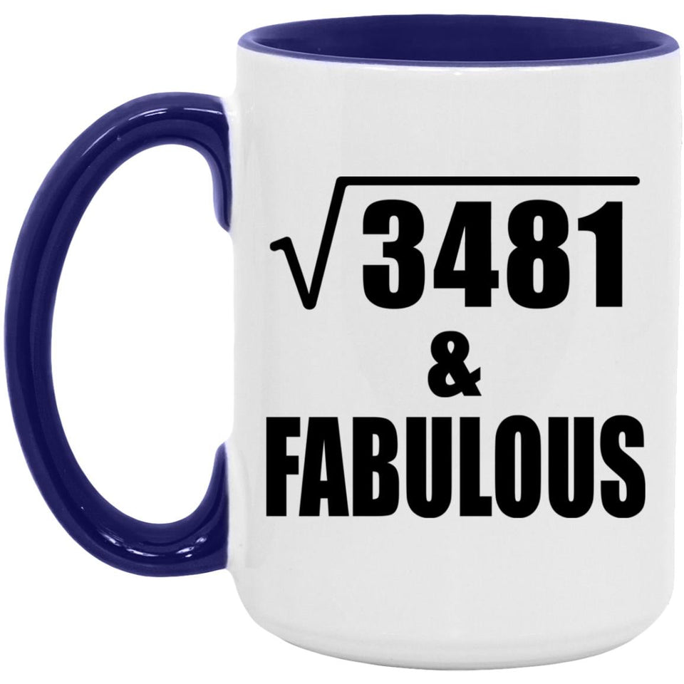 59th Birthday Square Root of 3481 & Fabulous - 15oz Accent Mug Purple