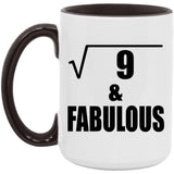 3rd Birthday Square Root of 9 & Fabulous - 15oz Accent Mug Black