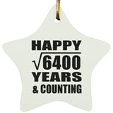 Happy 80th Anniversary Square Root of 6400 Years & Counting - Star Ornament