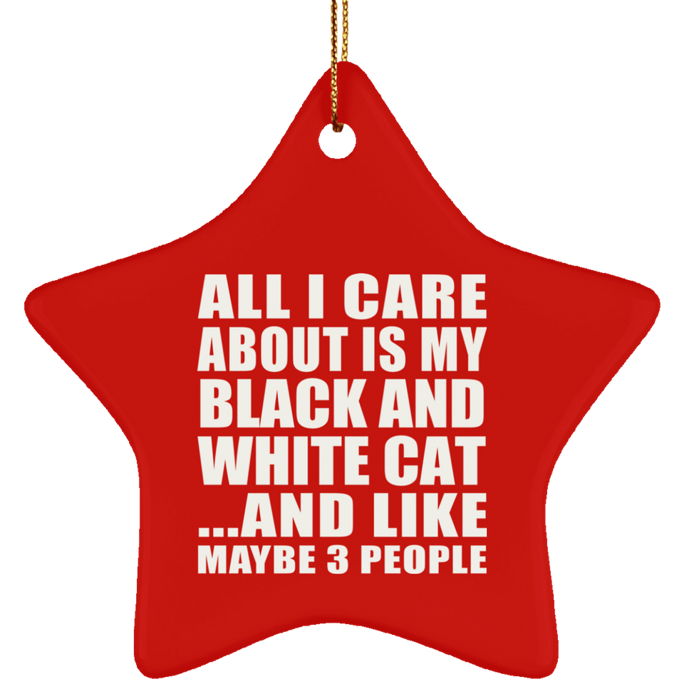 All I Care About Is My Black And White Cat - Star Ornament