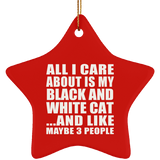 All I Care About Is My Black And White Cat - Star Ornament