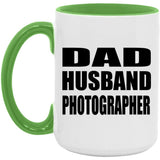 Dad Husband Photographer - 15oz Accent Mug Green