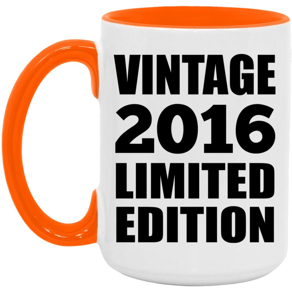 8th Birthday Vintage 2016 Limited Edition - 15oz Accent Mug Orange