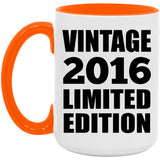 8th Birthday Vintage 2016 Limited Edition - 15oz Accent Mug Orange