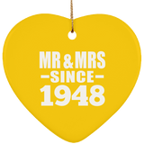 76th Anniversary Mr & Mrs Since 1948 - Heart Ornament