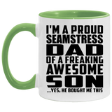 Proud Seamstress Dad Of Awesome Son - 11oz Accent Mug Green