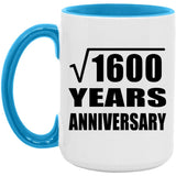 40th Anniversary Square Root of 1600 Years Anniversary - 15oz Accent Mug Blue