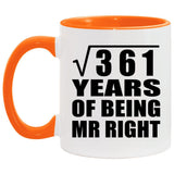 19th Anniversary Square Root of 361 Years of Being Mr Right - 11oz Accent Mug Orange