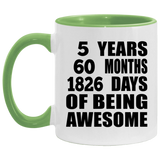 5th Birthday 5 Years 60 Months 1826 Days Of Awesome - 11oz Accent Mug Green
