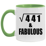 21st Birthday Square Root of 441 & Fabulous - 11oz Accent Mug Green
