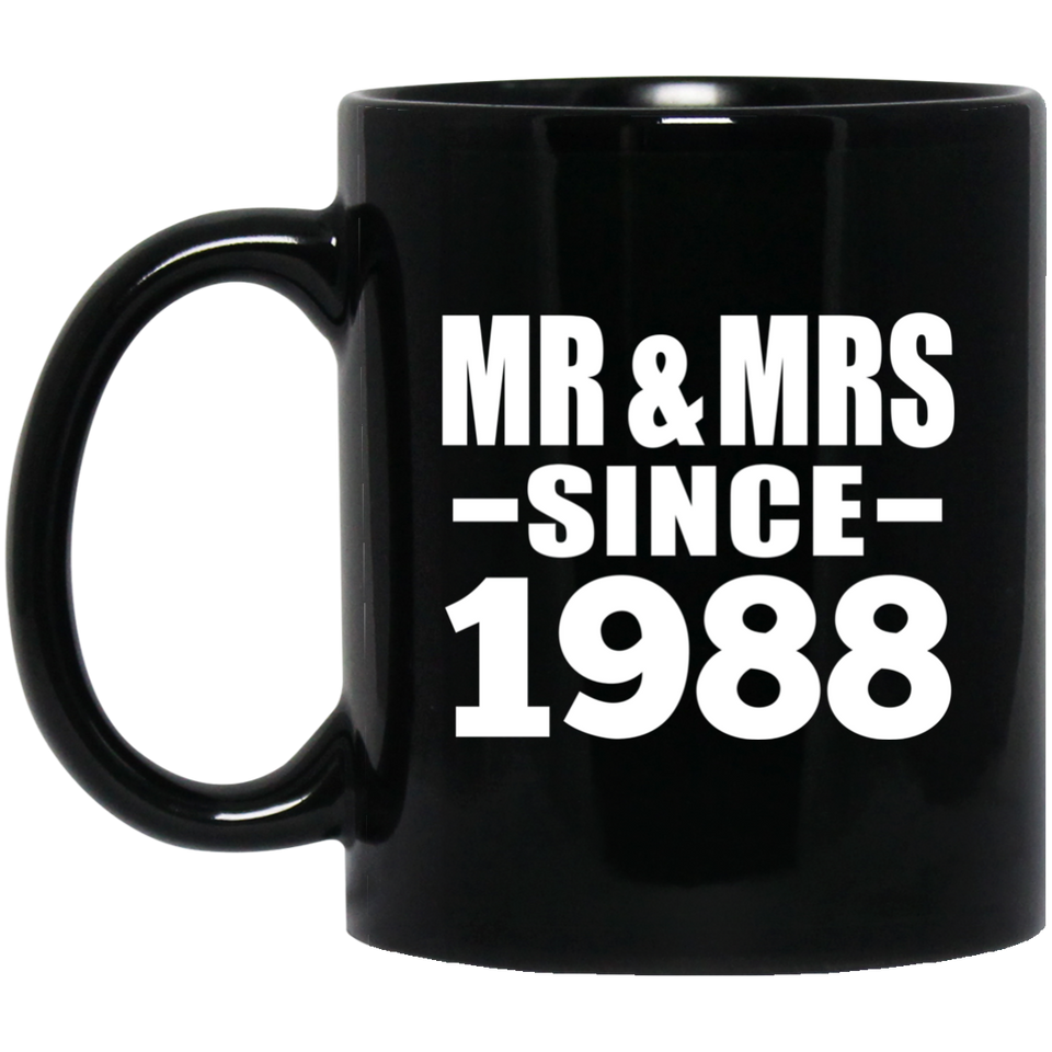 36th Anniversary Mr & Mrs Since 1988 - 11 Oz Coffee Mug Black