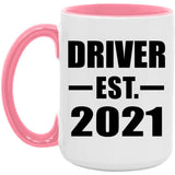 Driver Established EST. 2021 - 15oz Accent Mug Pink
