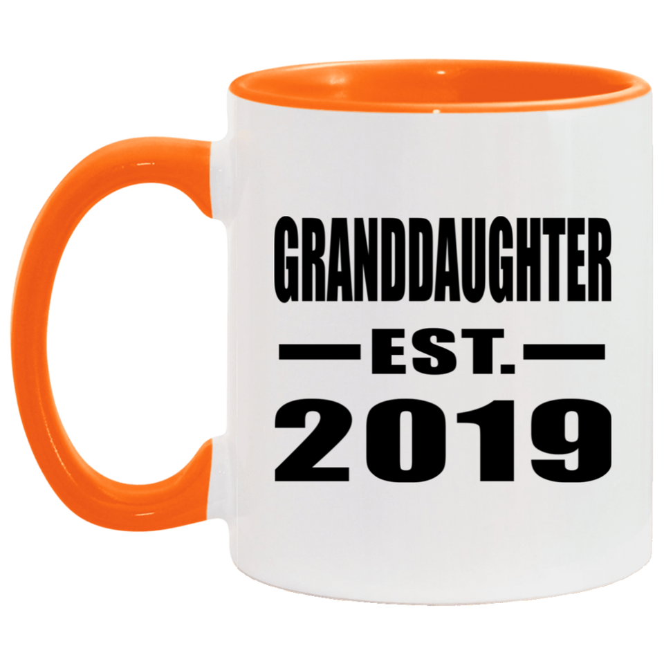 Granddaughter Established EST. 2019 - 11oz Accent Mug Orange