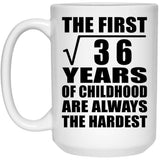 6th Birthday Square Root of 36 Years of Childhood - 15oz Coffee Mug