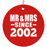 22nd Anniversary Mr & Mrs Since 2002 - Circle Ornament