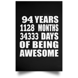 94th Birthday 94 Years 1128 Months 34333 Days Of Awesome - Poster Portrait