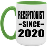 Receptionist Since 2020 - 15oz Accent Mug Green