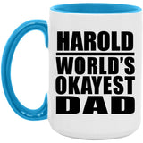 Harold World's Okayest Dad - 15oz Accent Mug Blue