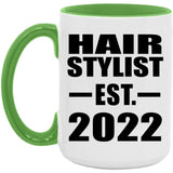 Hair Stylist Established EST. 2022 - 15oz Accent Mug Green