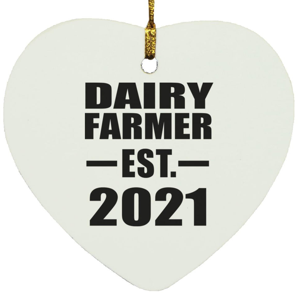Dairy Farmer Established EST. 2021 - Heart Ornament