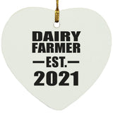 Dairy Farmer Established EST. 2021 - Heart Ornament