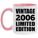 18th Birthday Vintage 2006 Limited Edition - 11oz Accent Mug Pink