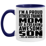 Proud Fitness Trainer Mom Of Awesome Son - 11oz Accent Mug Purple