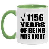 34th Anniversary Square Root of 1156 Years of Being Mrs Right - 11oz Accent Mug Green