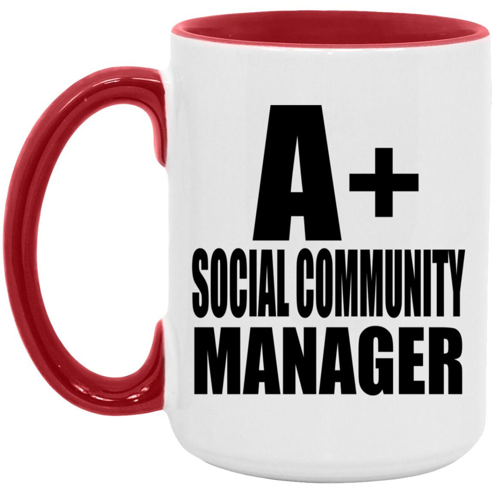 A+ Social Community Manager - 15oz Accent Mug Red