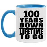 100th Anniversary 100 Years Down Lifetime To Go - 11oz Accent Mug Blue