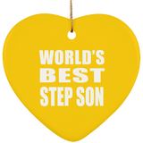 World's Best Step Son - Heart Ornament