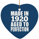 104th Birthday Made In 1920 Aged to Perfection - Heart Ornament