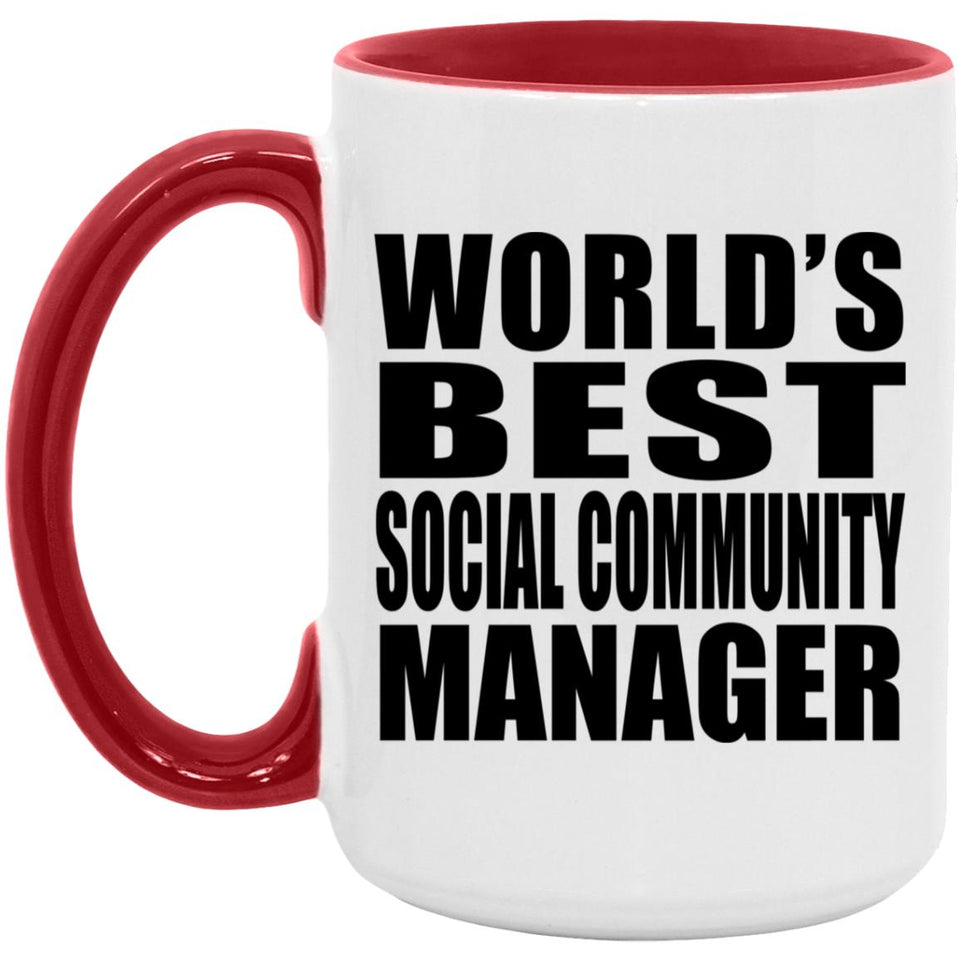 World's Best Social Community Manager - 15oz Accent Mug Red