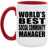 World's Best Social Community Manager - 15oz Accent Mug Red