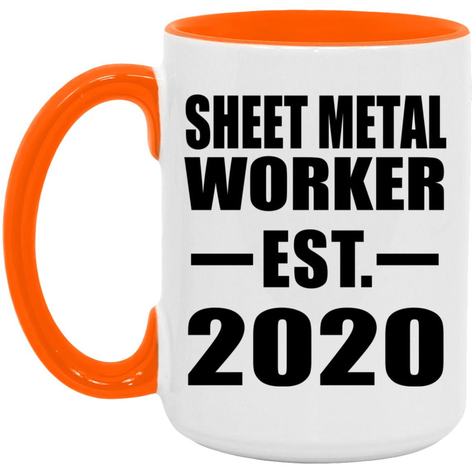 Sheet Metal Worker Established EST. 2020 - 15oz Accent Mug Orange