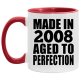 16th Birthday Made In 2008 Aged to Perfection - 11oz Accent Mug Red