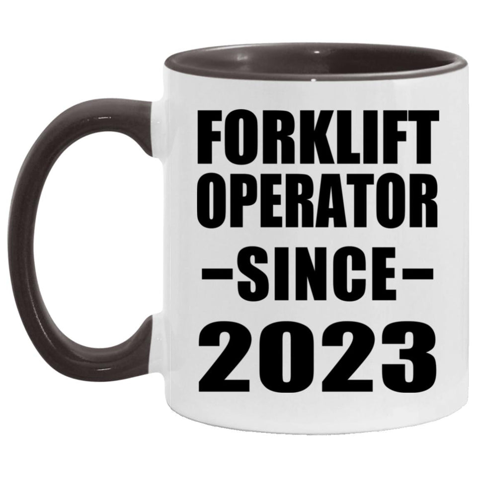 Forklift Operator Since 2023 - 11oz Accent Mug Black