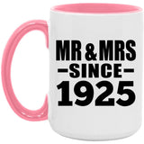 99th Anniversary Mr & Mrs Since 1925 - 15oz Accent Mug Pink