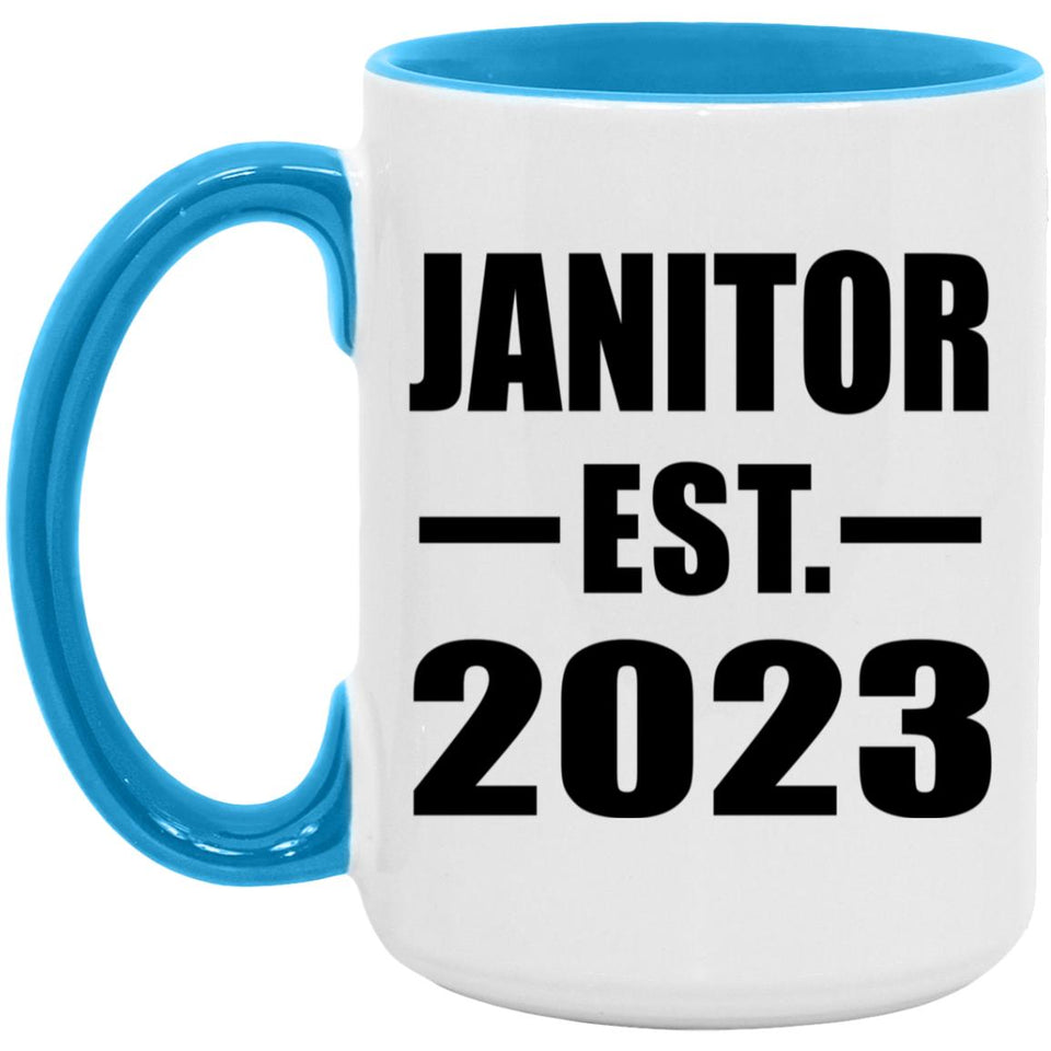 Janitor Established EST. 2023 - 15oz Accent Mug Blue