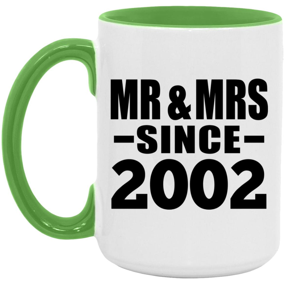 22nd Anniversary Mr & Mrs Since 2002 - 15oz Accent Mug Green