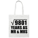 99th Anniversary Square Root of 9801 Years As Mr & Mrs - Tote Bag White