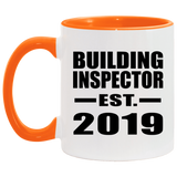 Building Inspector Established EST. 2019 - 11oz Accent Mug Orange