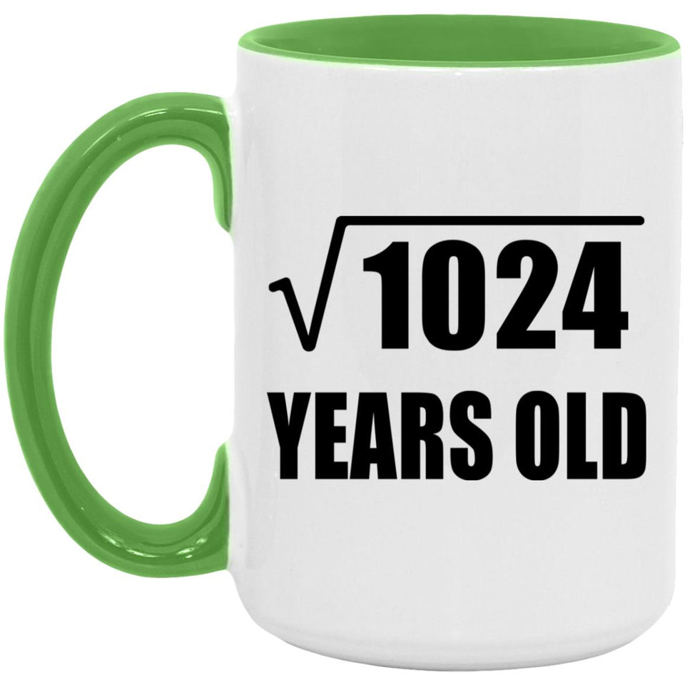 32nd Birthday Square Root of 1024 Years Old - 15oz Accent Mug Green