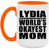 Lydia World's Okayest Mom - 15oz Accent Mug Orange