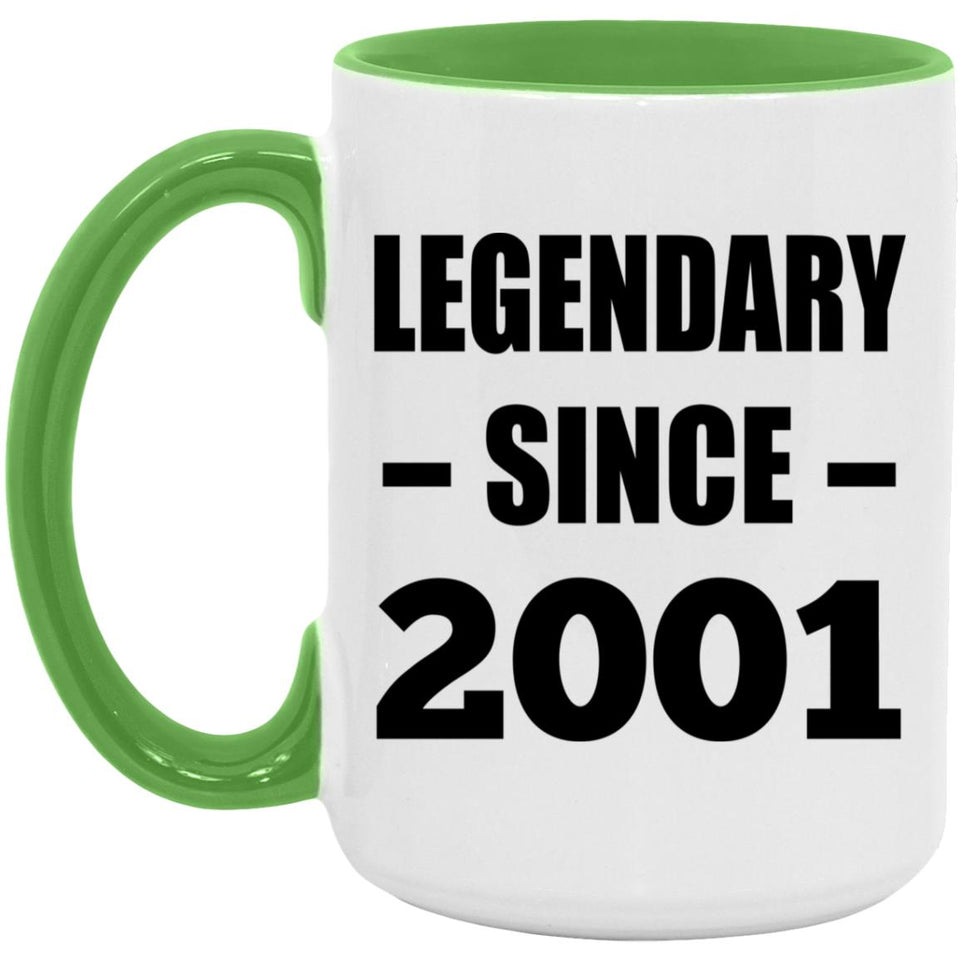 23rd Birthday Legendary Since 2001 - 15oz Accent Mug Green