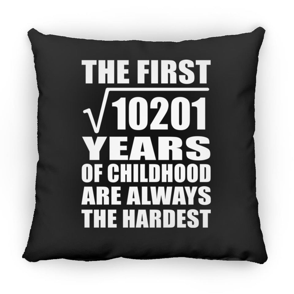 101st Birthday Square Root of 10201 Years of Childhood - Throw Pillow Black