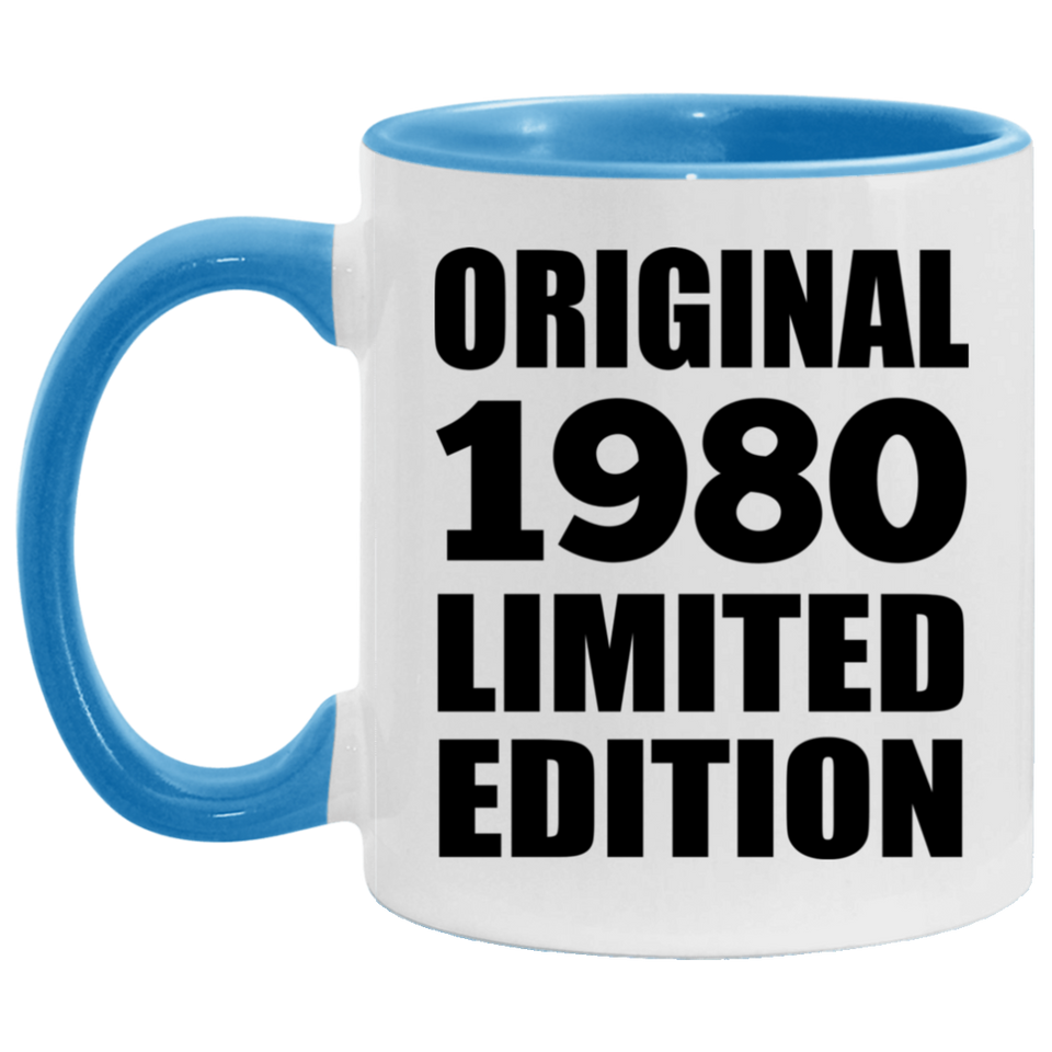 44th Birthday Original 1980 Limited Edition - 11oz Accent Mug Blue