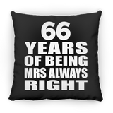 66th Anniversary 66 Years of Being Mrs Always Right - Throw Pillow Black