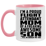 Proud Flight Attendant Mom Of Awesome Son - 11oz Accent Mug Pink